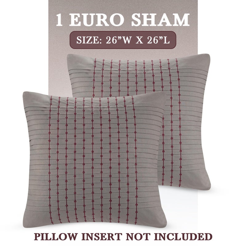 N Natori Pillow Euro Sham  26""x26""  Embroidery Grey - Image 2